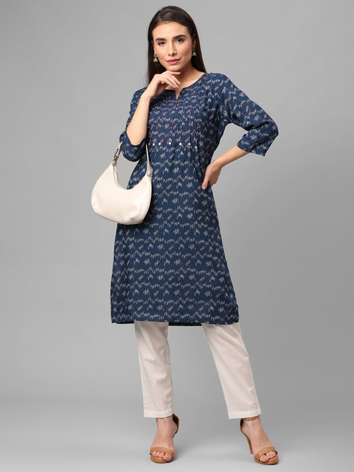 Buy Soulful Threads Indigo Jacket A-Line Long Kurti Set with Gotta Work &  Free Face Mask (S) at Amazon.in