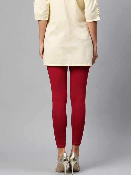 Women Red Solid Ankle Length Legging