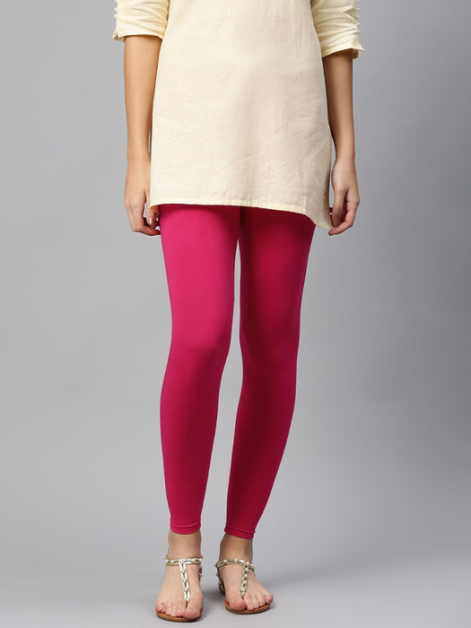 Buy SHREE Attractive Fuschia Cotton Solid Ankle Length Legging At